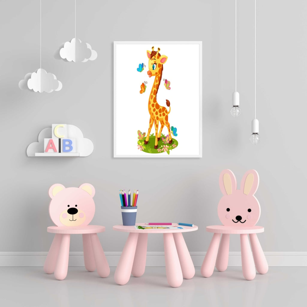 Baby Giraffe - Nursery Art Frame For Wall Decor- Funkydecors Xs / White Posters Prints & Visual