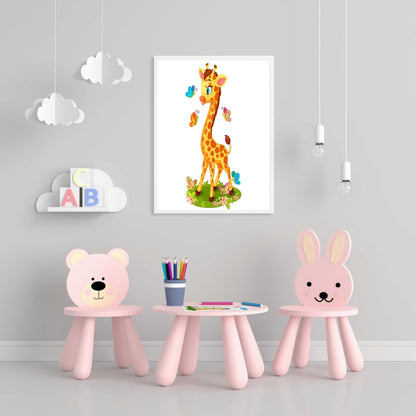 Baby Giraffe - Nursery Art Frame For Wall Decor- Funkydecors Xs / White Posters Prints & Visual