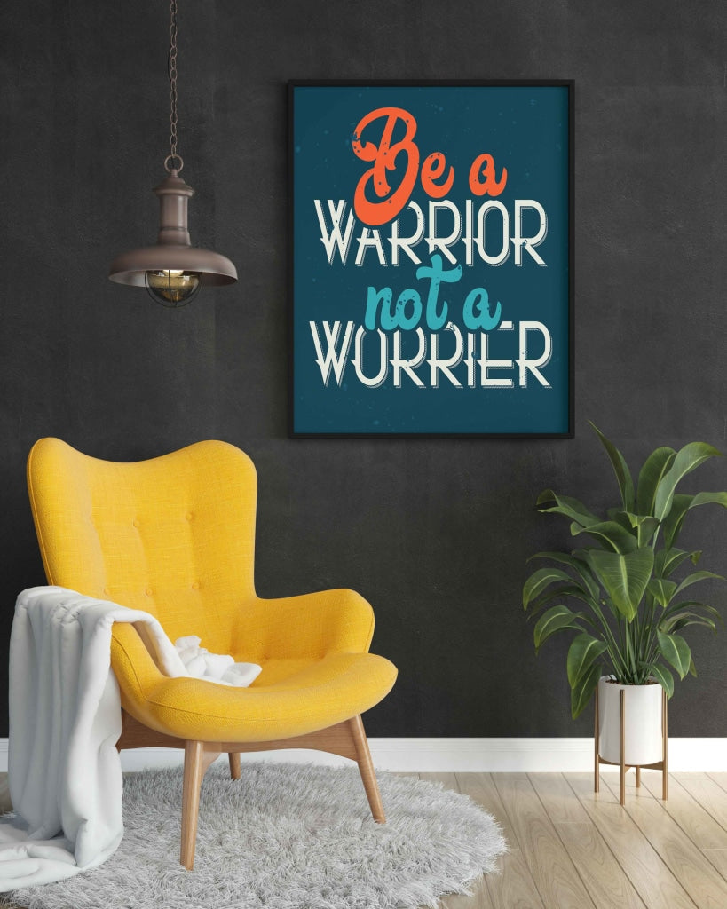 Be A Warrior Not Worrier - Motivation Quotes Art Frame For Wall Decor- Funkydecors Xs / Black
