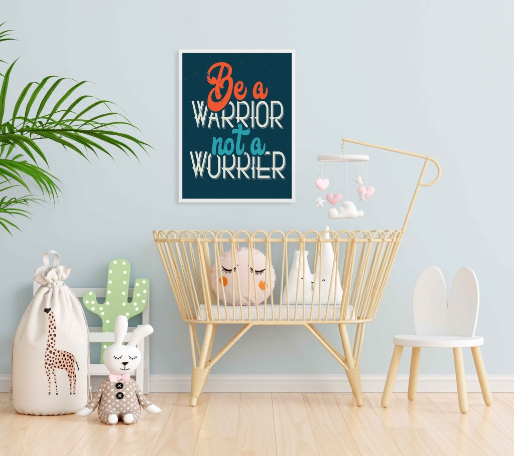 Be A Warrior Not Worrier - Motivation Quotes Art Frame For Wall Decor- Funkydecors Xs / White