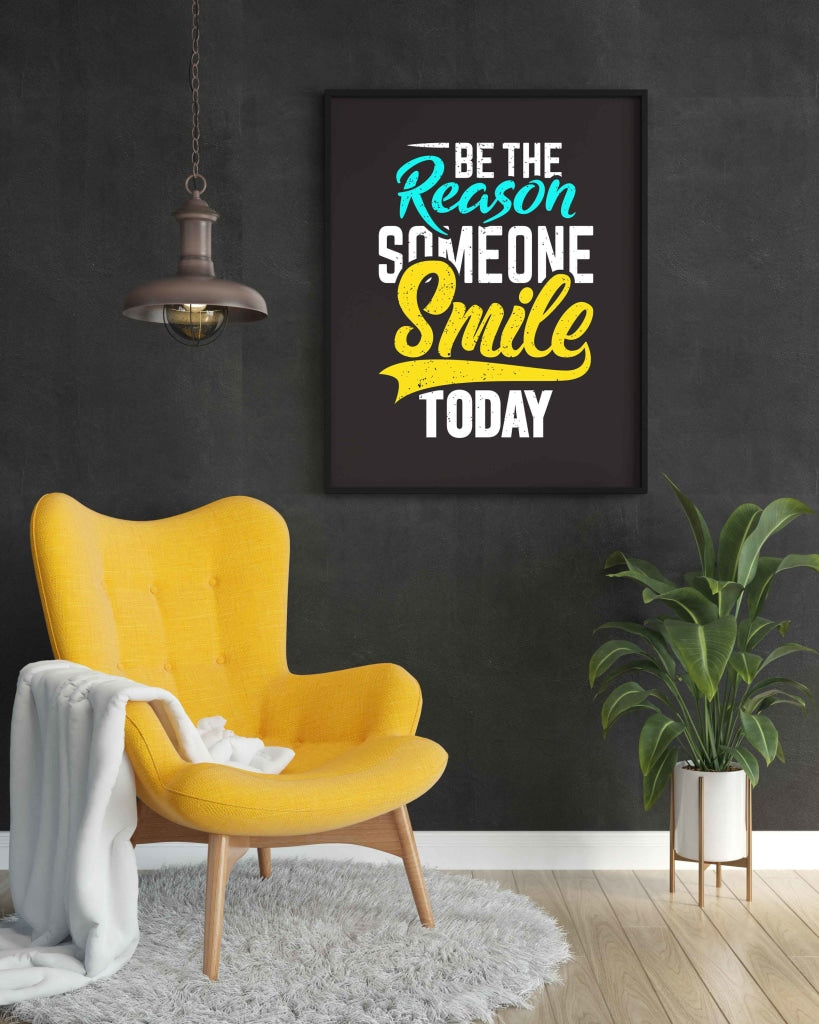 Be The Reason Someone Smile Today - Life Quotes Art Frame For Wall Decor- Funkydecors Xs / Black