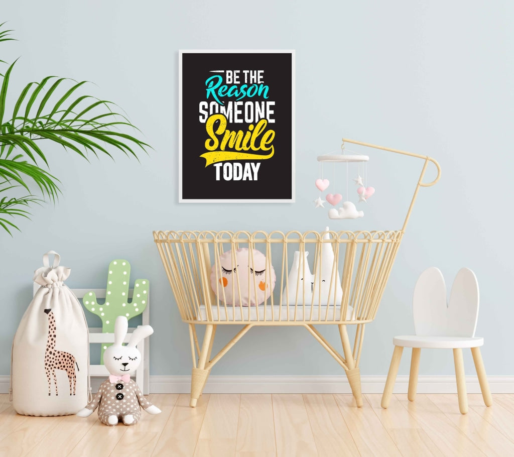 Be The Reason Someone Smile Today - Life Quotes Art Frame For Wall Decor- Funkydecors Xs / White