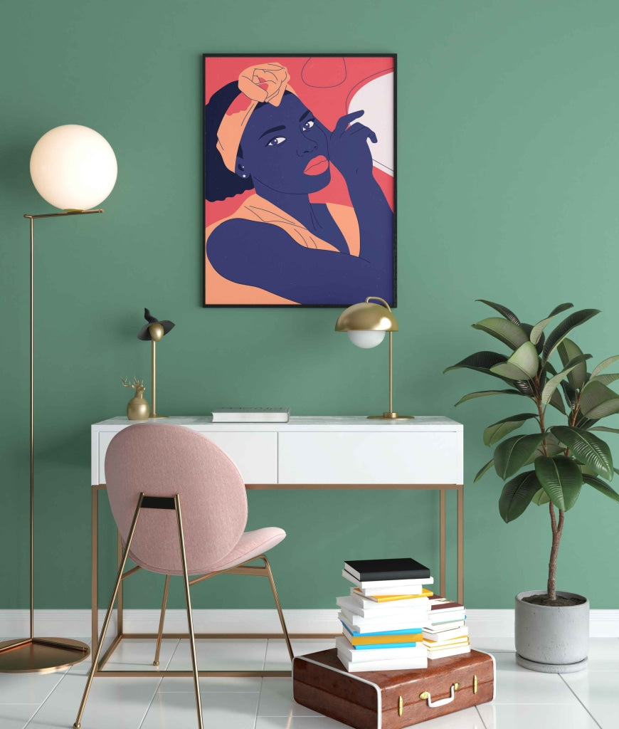 Beauty Of Blue Women Portrait Art Frame For Wall Decor- Funkydecors Xs / Black Posters Prints &