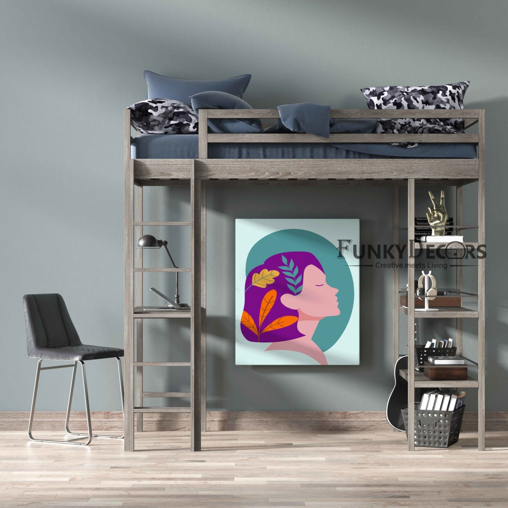 Beauty With Brain Women Portrait Art Frame For Wall Decor- Funkydecors Posters Prints & Visual
