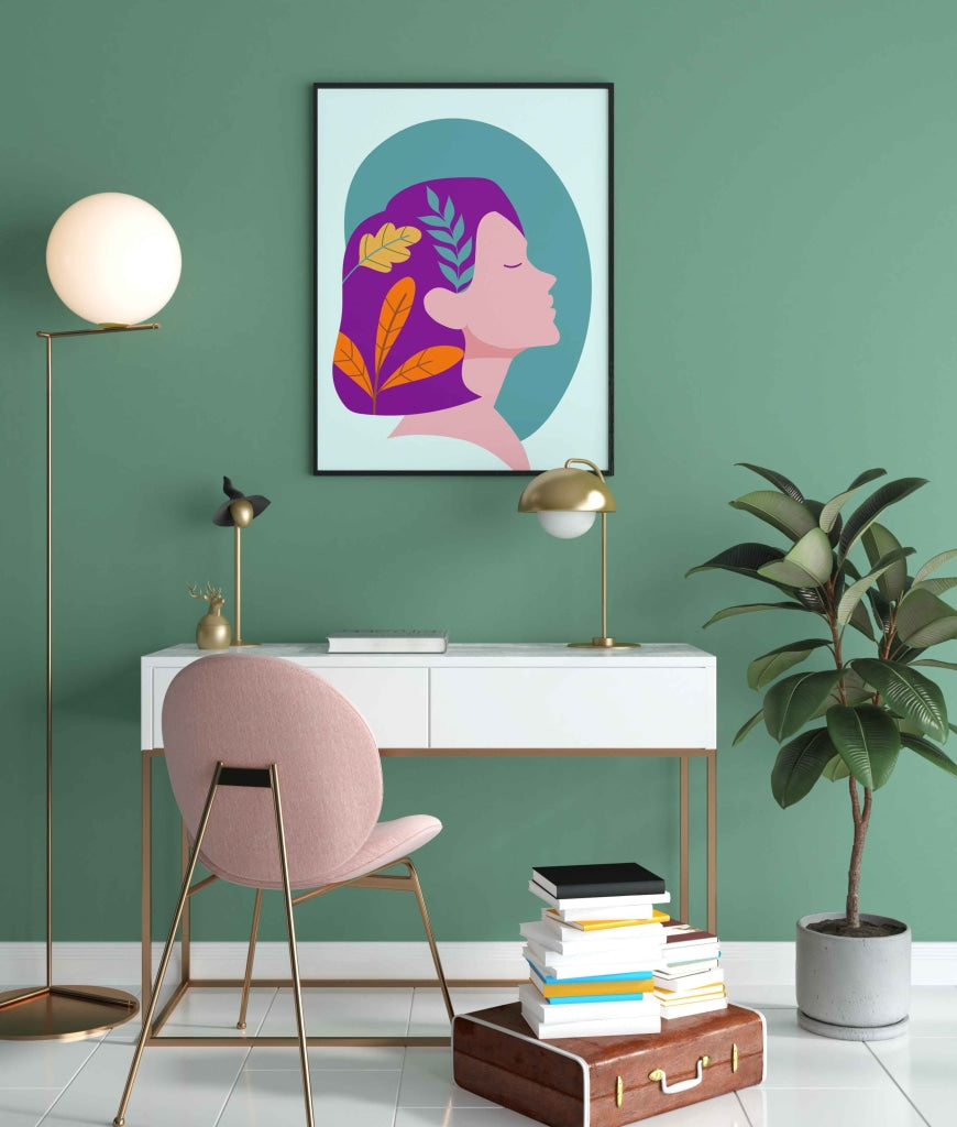 Beauty With Brain Women Portrait Art Frame For Wall Decor- Funkydecors Xs / Black Posters Prints &