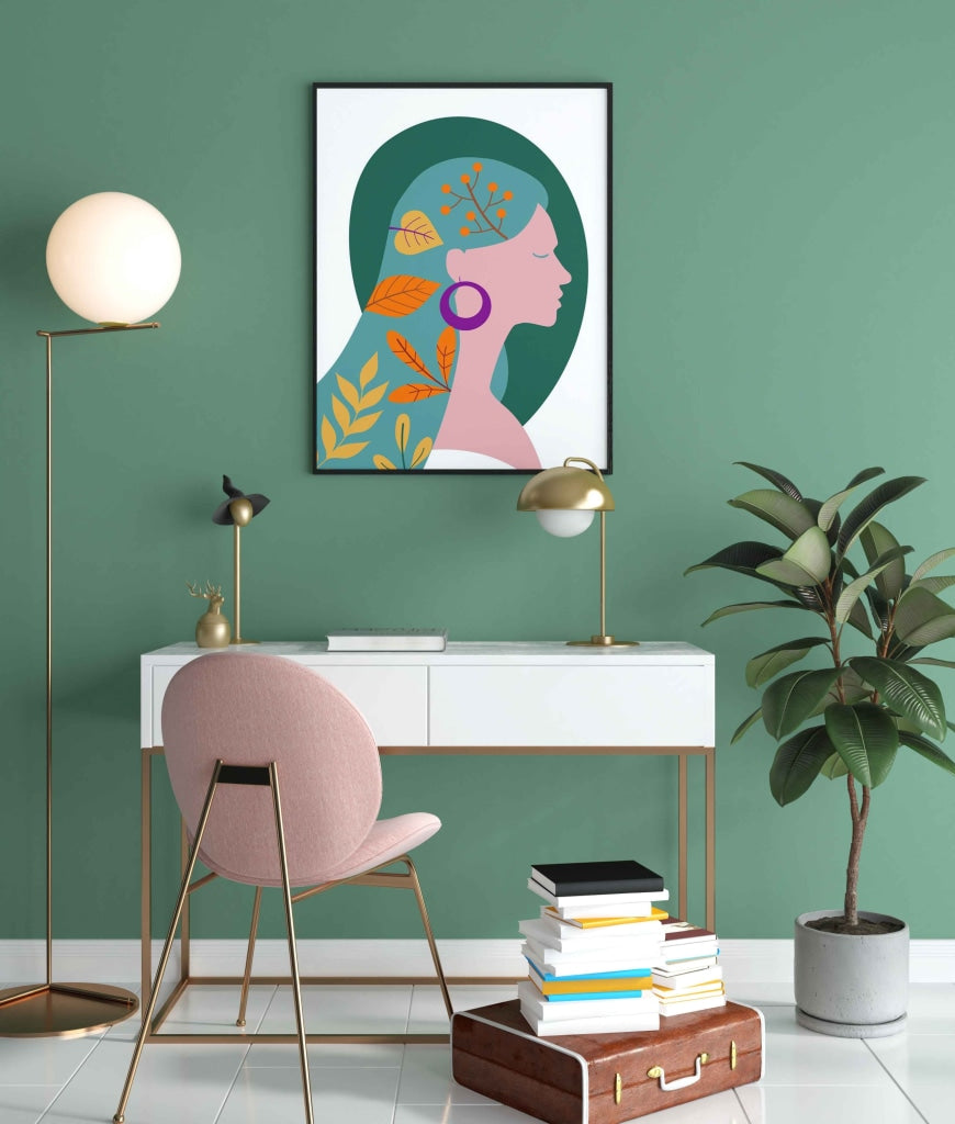 Beauty With Brain Women Portrait Art Frame For Wall Decor- Funkydecors Xs / Black Posters Prints &