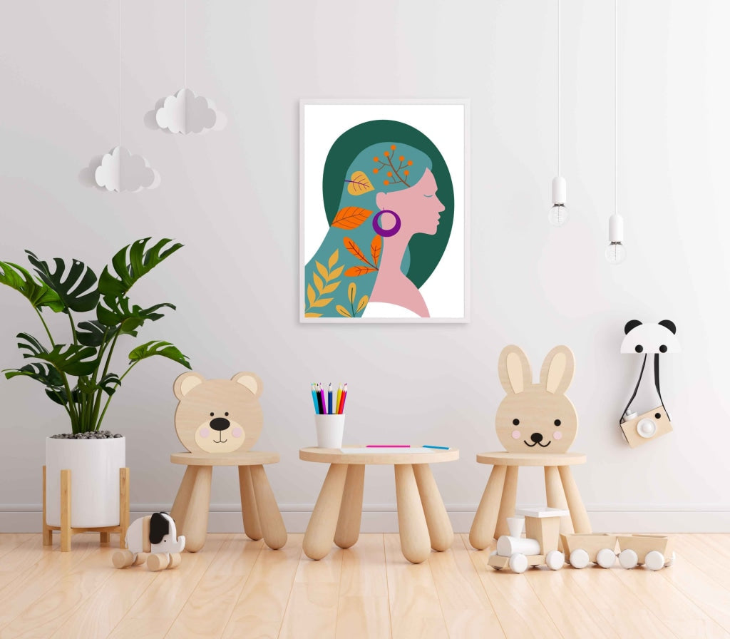 Beauty With Brain Women Portrait Art Frame For Wall Decor- Funkydecors Xs / White Posters Prints &