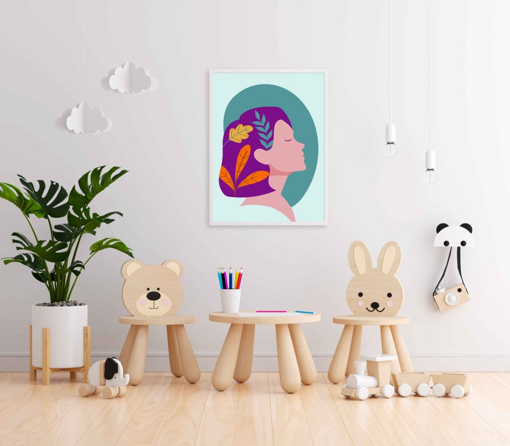 Beauty With Brain Women Portrait Art Frame For Wall Decor- Funkydecors Xs / White Posters Prints &