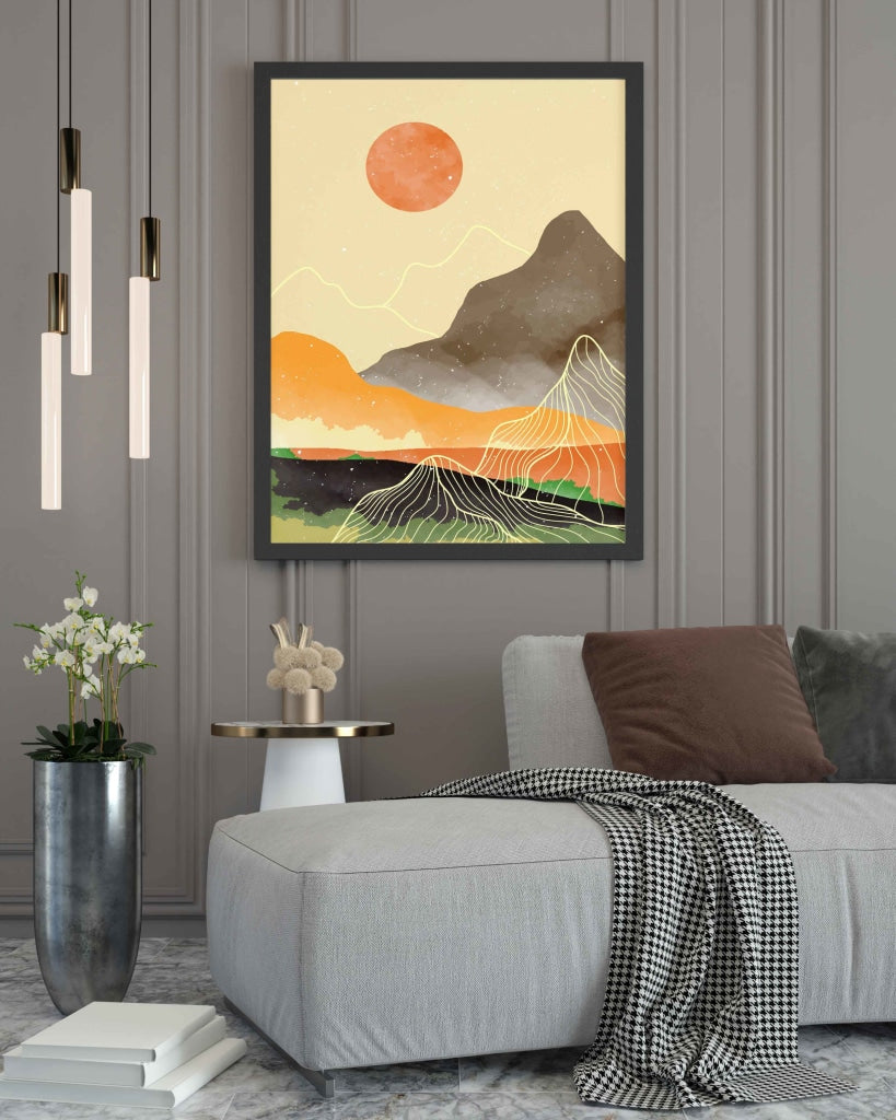 Beyond The Sunset - Abstract Art Frame For Wall Decor- Funkydecors Xs / Black Posters Prints &