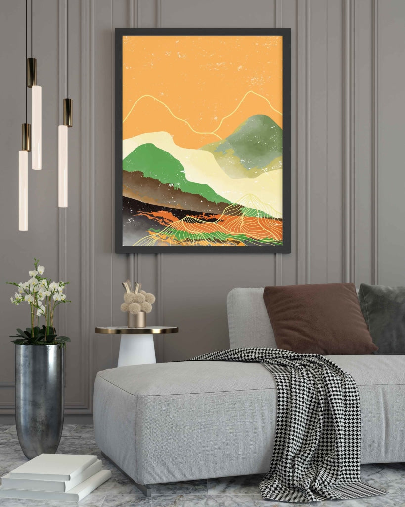 Beyond The Sunset - Abstract Art Frame For Wall Decor- Funkydecors Xs / Black Posters Prints &
