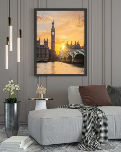 Big Ben Clock - Architectural Art Frame For Wall Decor- Funkydecors Xs / Black Posters Prints &