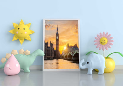 Big Ben Clock - Architectural Art Frame For Wall Decor- Funkydecors Xs / White Posters Prints &