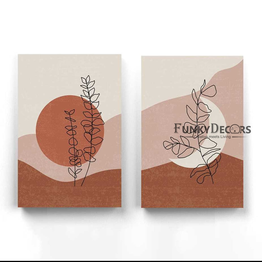 Botanical Print - Minimal 2 Panels Art Frame For Wall Decor- Funkydecors Posters Prints & Visual