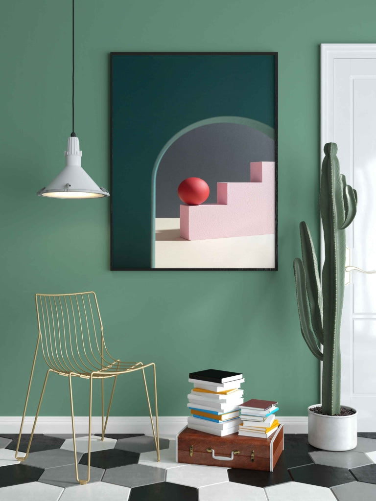 Circular Ball On Stair Shape Geometric Art Frame For Wall Decor- Funkydecors Xs / Black Posters
