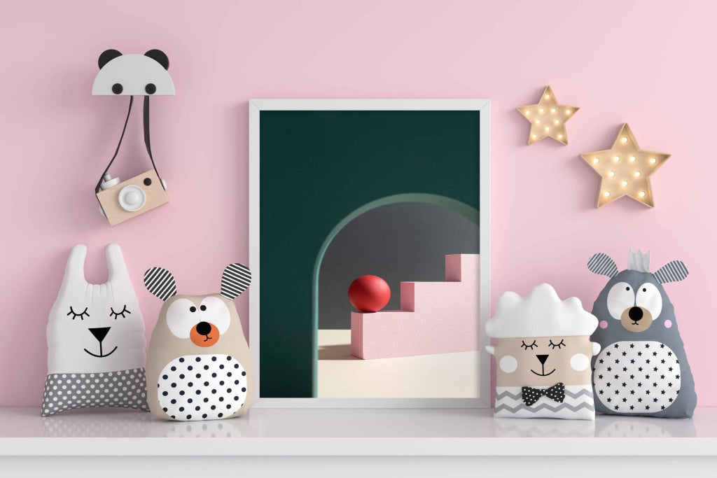Circular Ball On Stair Shape Geometric Art Frame For Wall Decor- Funkydecors Xs / White Posters