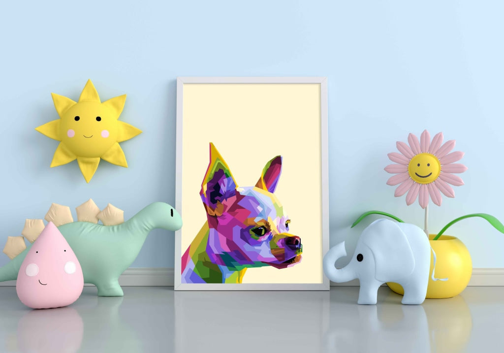 Colourful Chihuahua - Animal Art Frame For Wall Decor- Funkydecors Xs / White Posters Prints &