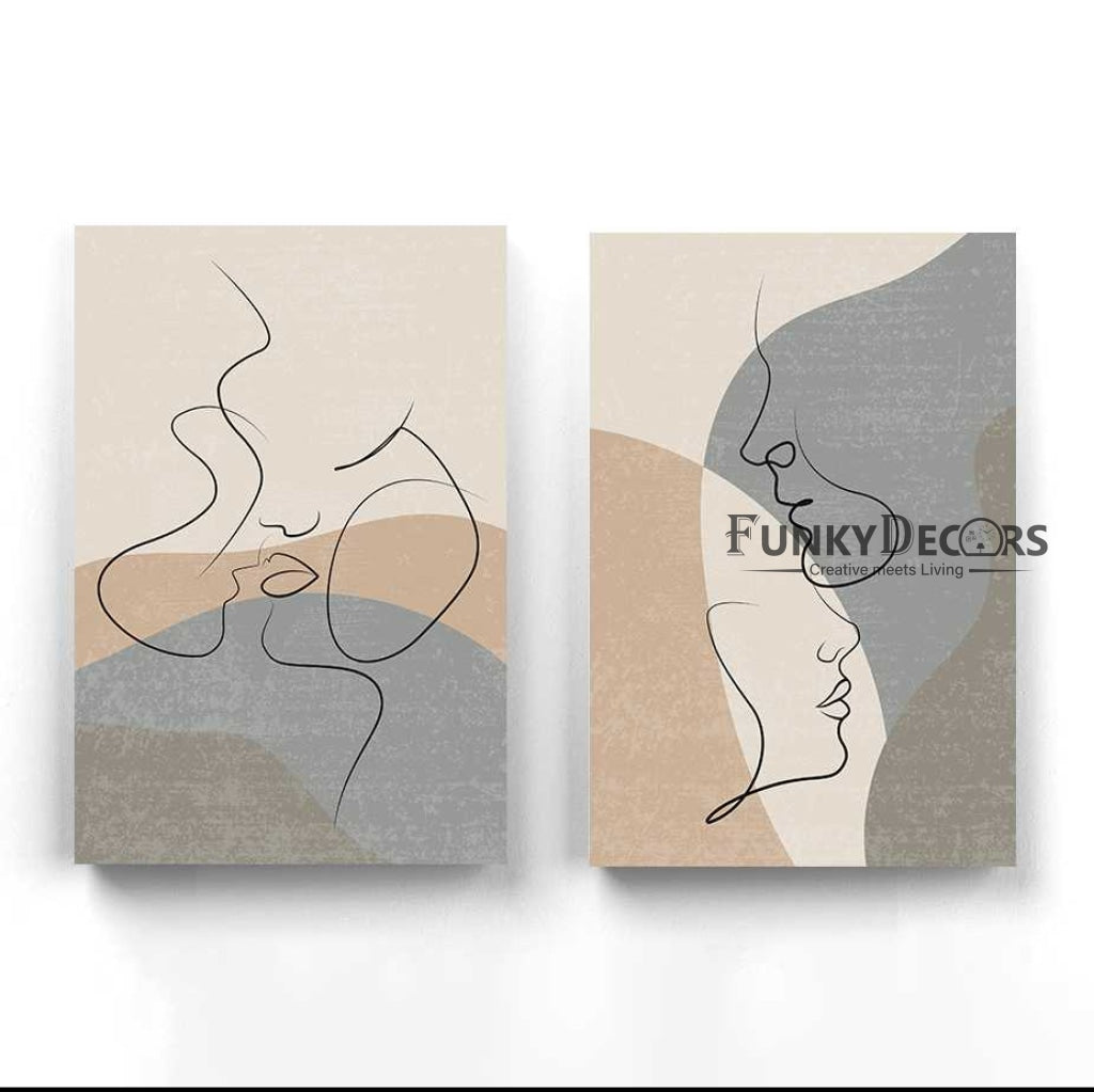 Couple Line 2 Panels Art Frame For Wall Decor- Funkydecors Posters Prints & Visual Artwork