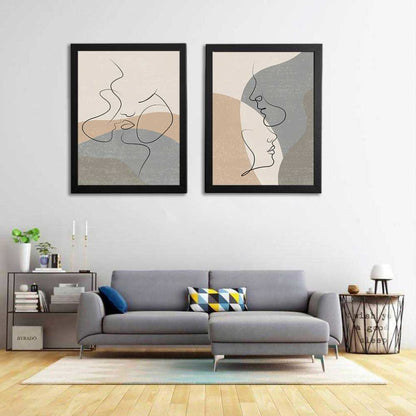 Couple Line 2 Panels Art Frame For Wall Decor- Funkydecors Xs / Black Posters Prints & Visual