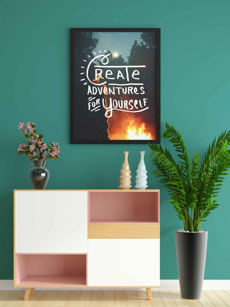 Create Adventures For Yourself - Life Quotes Art Frame For Wall Decor- Funkydecors Xs / Black