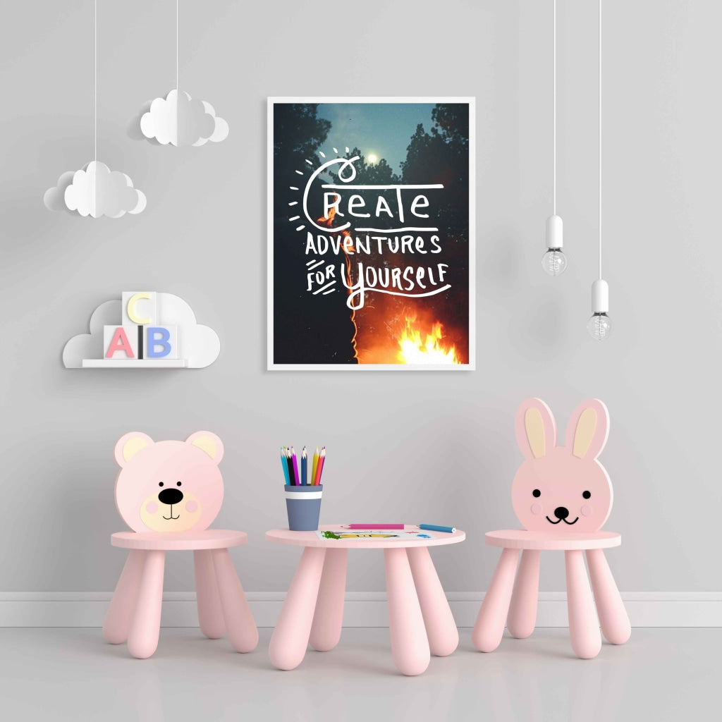 Create Adventures For Yourself - Life Quotes Art Frame For Wall Decor- Funkydecors Xs / White
