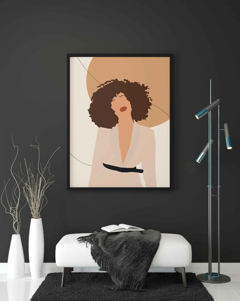 Crowned In My Curls Portrait Art Frame For Wall Decor- Funkydecors Xs / Black Posters Prints &