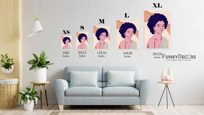 Crowned In My Curls Women Portrait Art Frame For Wall Decor- Funkydecors Posters Prints & Visual
