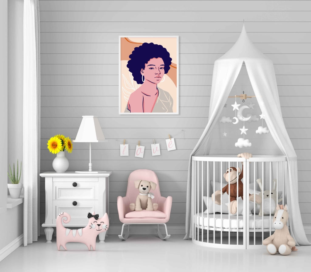 Crowned In My Curls Women Portrait Art Frame For Wall Decor- Funkydecors Xs / White Posters Prints &