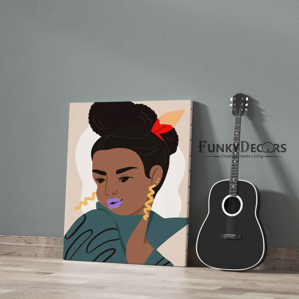 Curly Afro Girl Portrait Art Frame For Wall Decor- Funkydecors Posters Prints & Visual Artwork