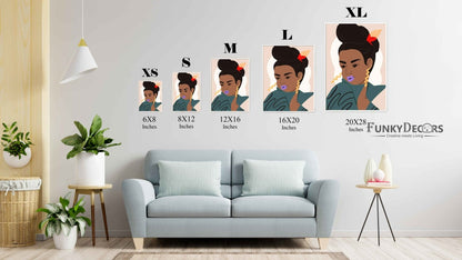 Curly Afro Girl Portrait Art Frame For Wall Decor- Funkydecors Posters Prints & Visual Artwork