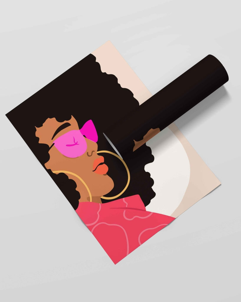 Curly Afro Girl Portrait Art Frame For Wall Decor- Funkydecors Xs / Roll Posters Prints & Visual