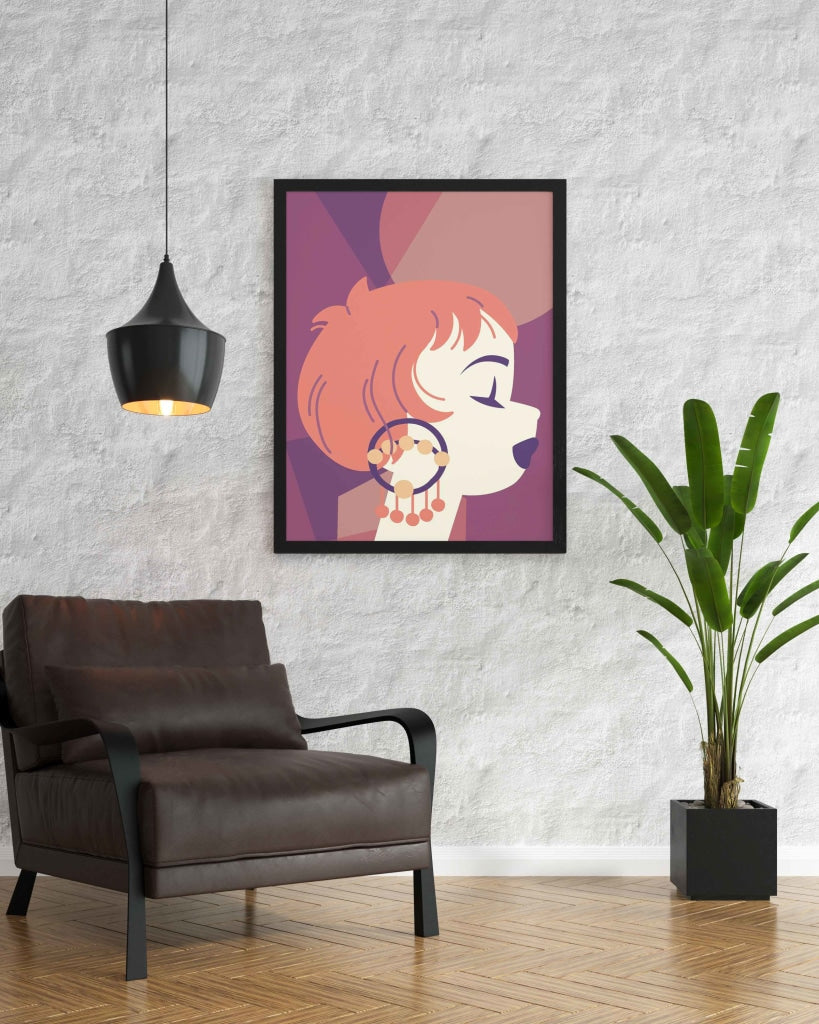 Danglers Love - Women Portrait Art Frame For Wall Decor- Funkydecors Xs / Black Posters Prints &