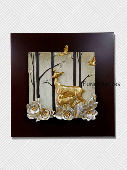 Deers Modern 3D Stone Carving Wall Art - Set Of 4