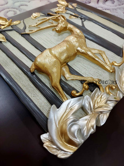 Deers Modern 3D Stone Carving Wall Art - Set Of 4