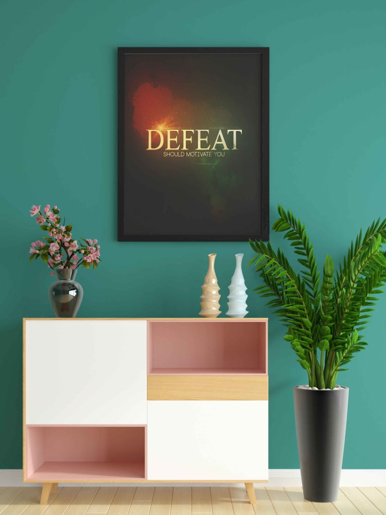 Defeat Should Motivate You - Motivational Quotes Art Frame For Wall Decor- Funkydecors Xs / Black