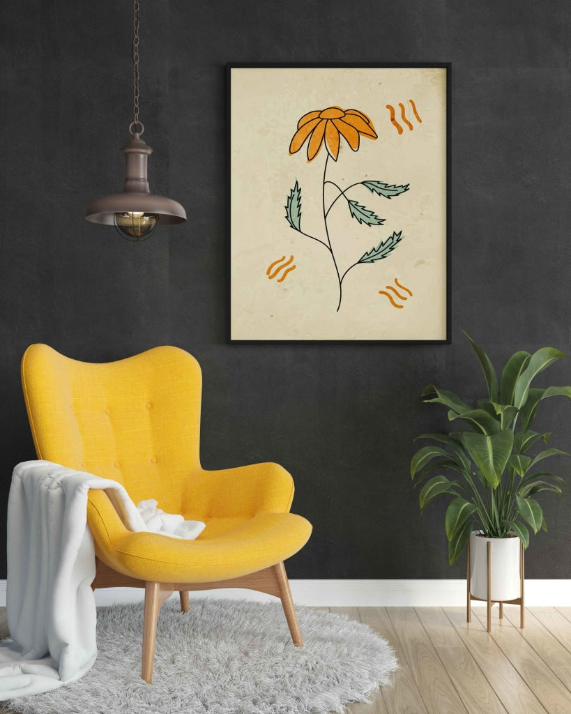 Delicate Floral Art Frame For Wall Decor- Funkydecors Xs / Black Posters Prints & Visual Artwork