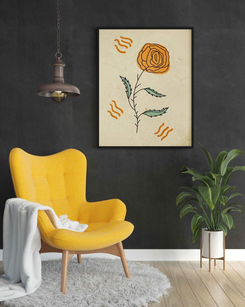 Delicate Floral Art Frame For Wall Decor- Funkydecors Xs / Black Posters Prints & Visual Artwork