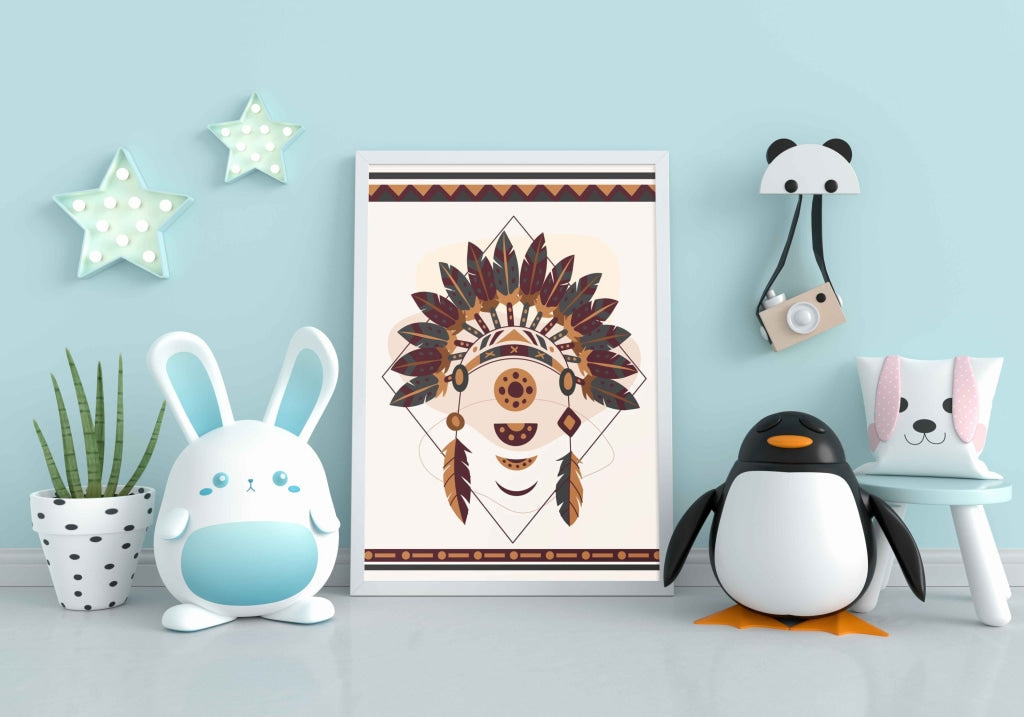 Demon Art -Tribal Frame For Wall Decor- Funkydecors Xs / White Posters Prints & Visual Artwork