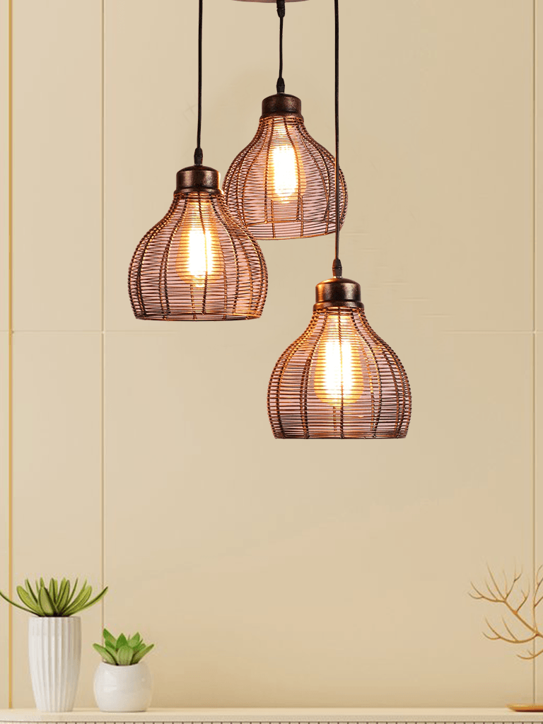 Designer Cluster Metal Hanging Lights Set Of 3- Funkytradition