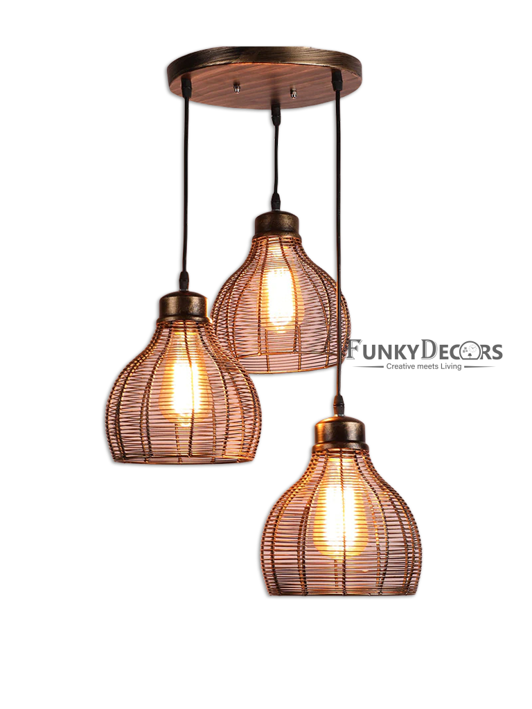Designer Cluster Metal Hanging Lights Set Of 3- Funkytradition