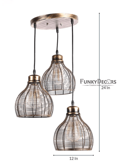 Designer Cluster Metal Hanging Lights Set Of 3- Funkytradition