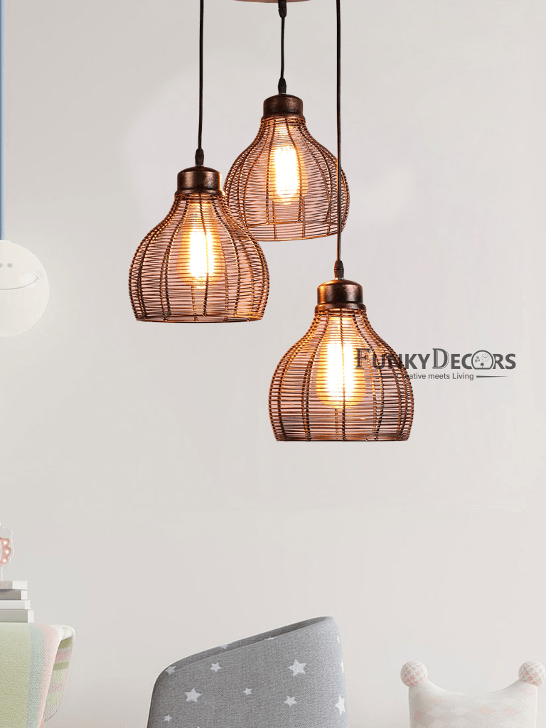 Designer Cluster Metal Hanging Lights Set Of 3- Funkytradition