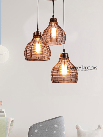 Designer Cluster Metal Hanging Lights Set Of 3- Funkytradition