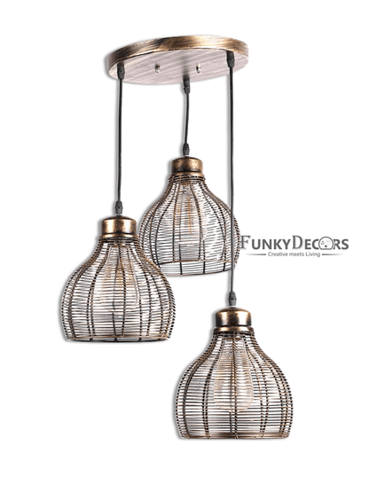 Designer Cluster Metal Hanging Lights Set Of 3- Funkytradition