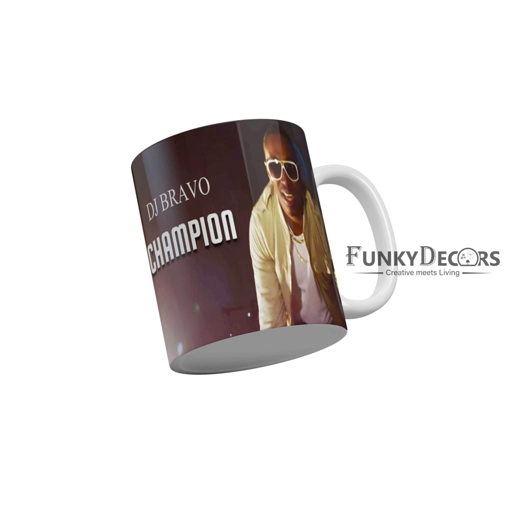 Dj Bravo Champion CSK Coffee Ceramic Mug 350 ML-FunkyDecors IPL Mugs FunkyDecors