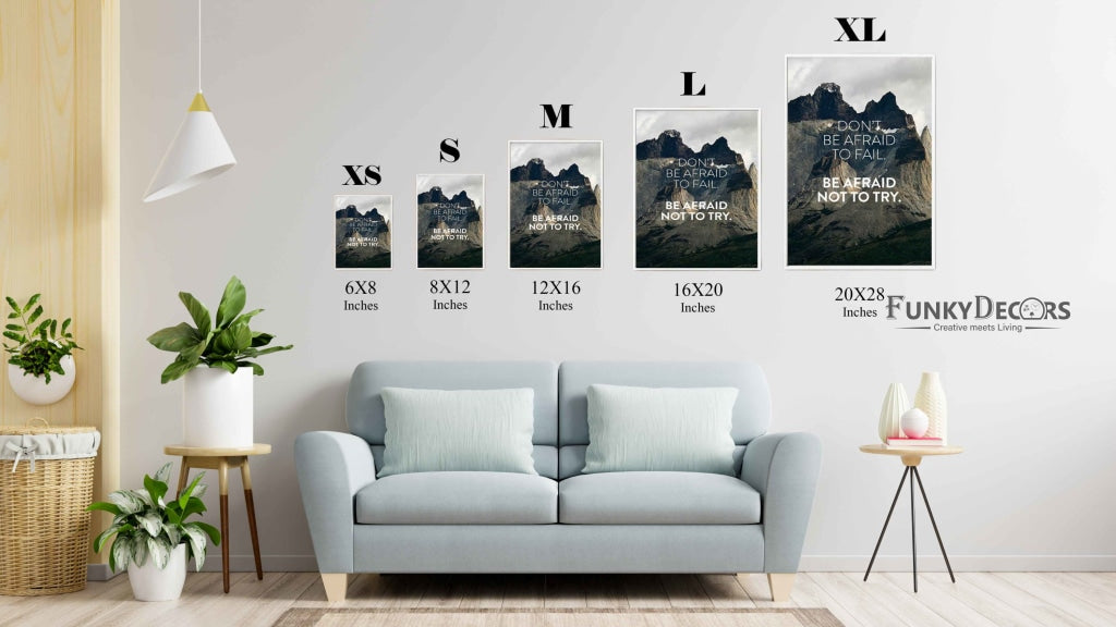 Dont Be Afraid To Fail - Motivational Quotes Art Frame For Wall Decor- Funkydecors Posters Prints &