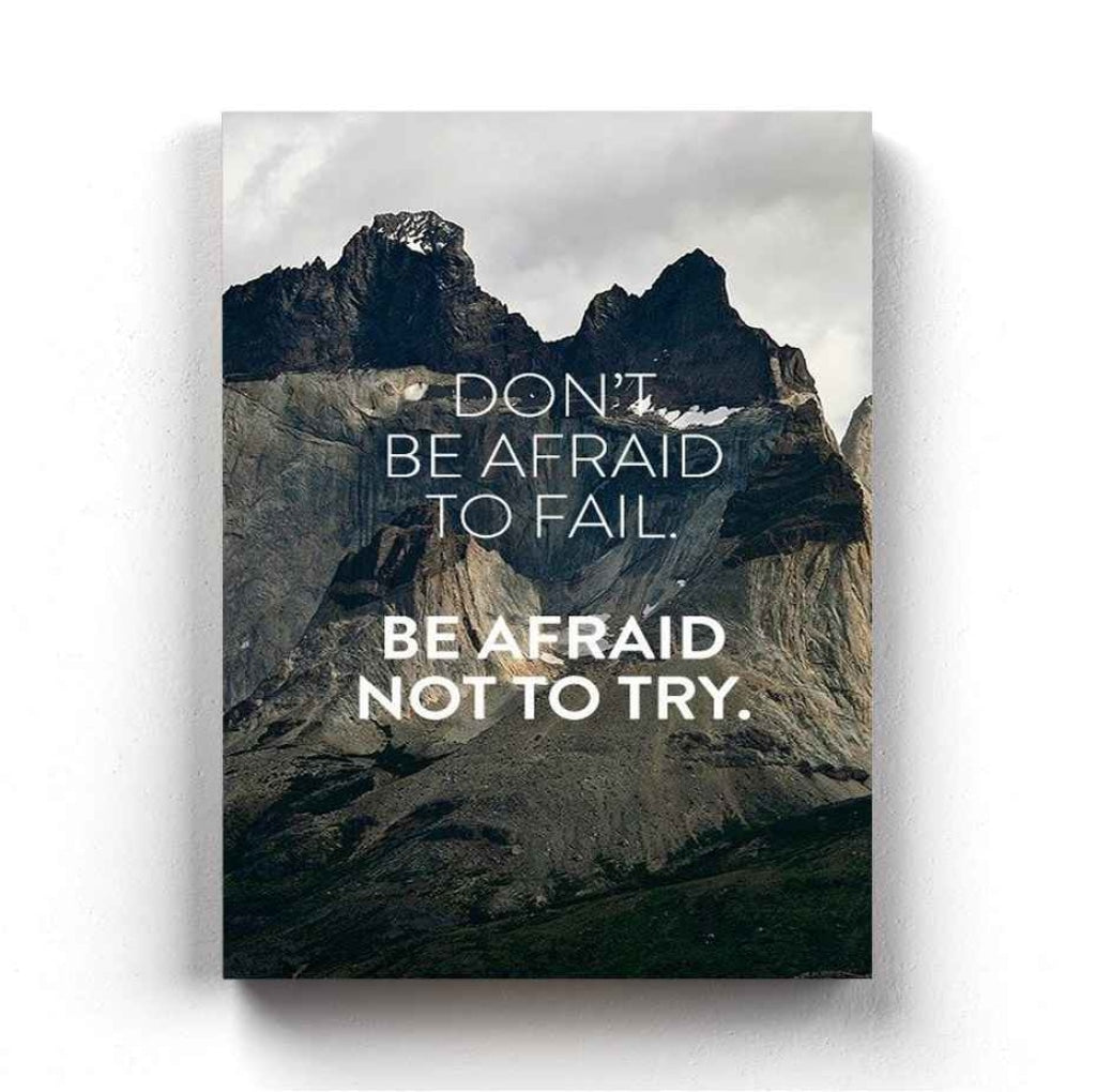 Dont Be Afraid To Fail - Motivational Quotes Art Frame For Wall Decor- Funkydecors Xs / Canvas