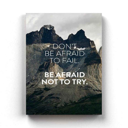 Dont Be Afraid To Fail - Motivational Quotes Art Frame For Wall Decor- Funkydecors Xs / Canvas