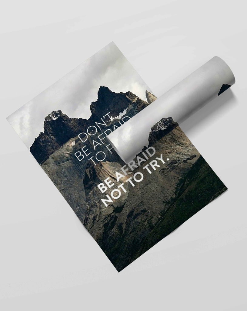 Dont Be Afraid To Fail - Motivational Quotes Art Frame For Wall Decor- Funkydecors Xs / Roll Posters