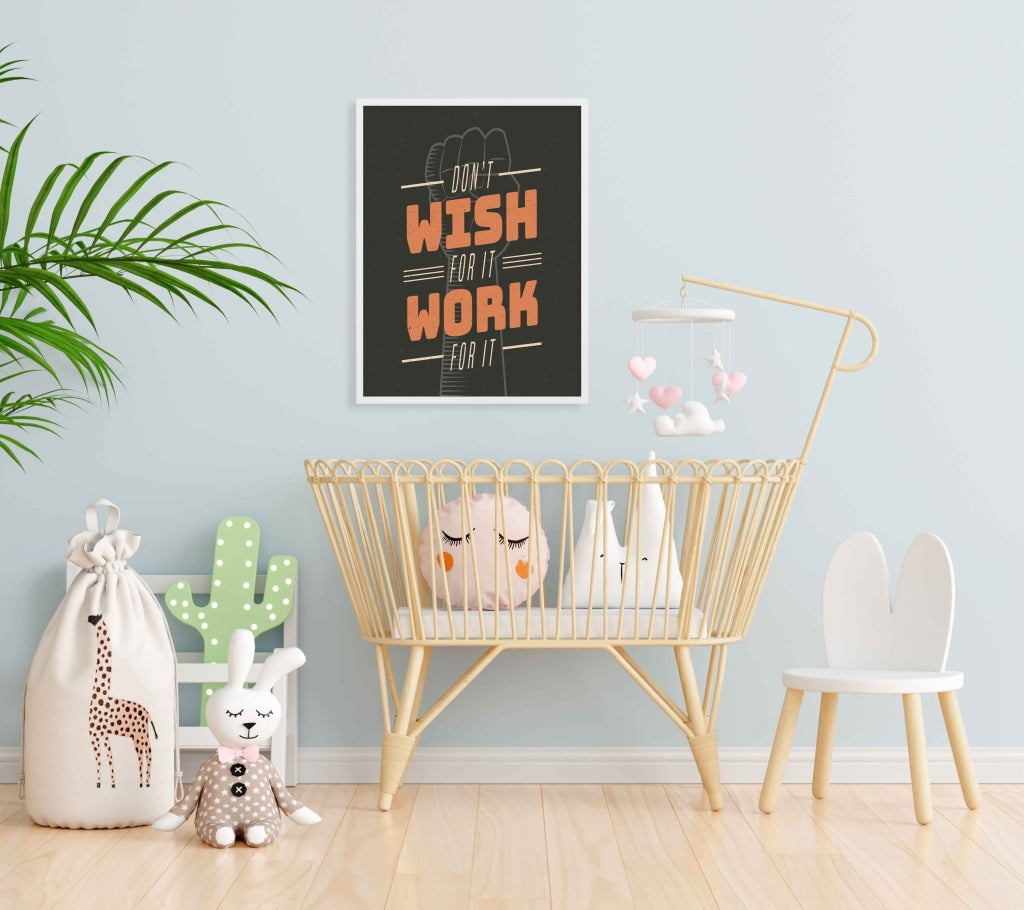 Dont Wish For It Work - Motivation Quotes Art Frame For Wall Decor- Funkydecors Xs / White Posters