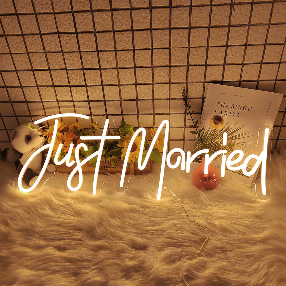Just Married Neon Sign For Wall Decor- FunkyDecors